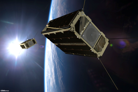 GOMX-4 satellieten  (beeld: GOMSpace)
