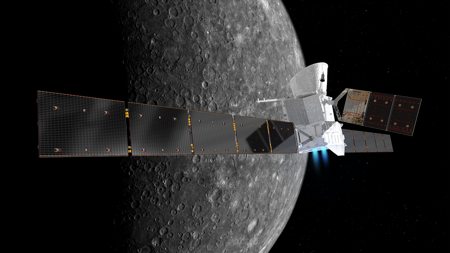 In 2025 arriveert BepiColombo bij Mercurius. (beeld: ESA)